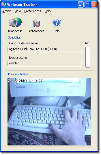 Webcam Tracker Screenshot
